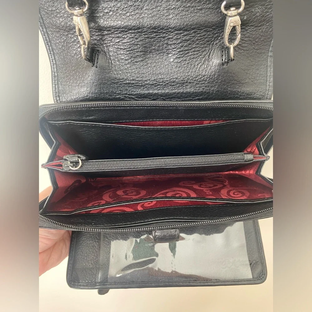 Brighton Shoulder Bag Basket Weave Crossbody Wallet Organizer Vintage Black - Picture 7 of 9